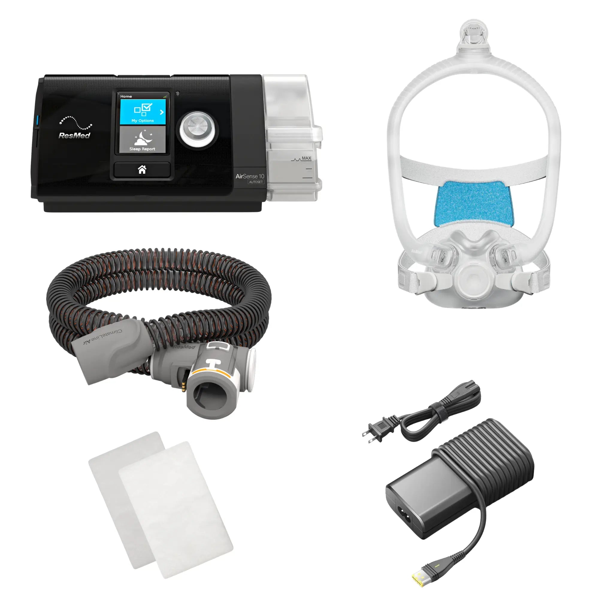 resmed AirSense 10 CPAP Bundle with AirTouch F30i Full Face Mask & Filters for sleep apnea